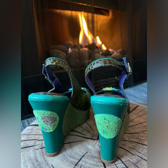 🆕Altura Sie7e NWOB Women’s Green Platform Slingback Open Toe Wedges in Size 6 - Picture 5 of 5